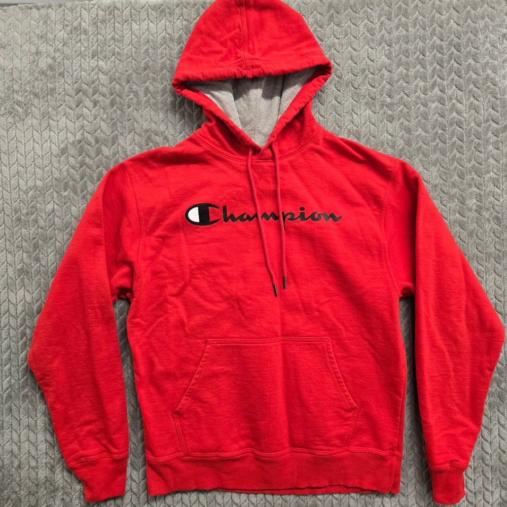Champion Hoodie Mens Medium‎ Red Pullover Sweatshirt Athleticwear Logo